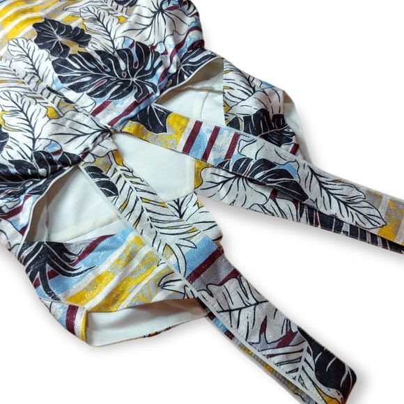 H&M Palm Print Metallic Dress Size 10 - Picture 8 of 10